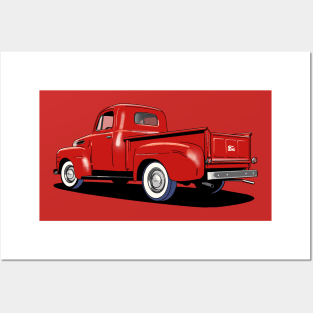 Ford F1 Pick Up truck in red Posters and Art